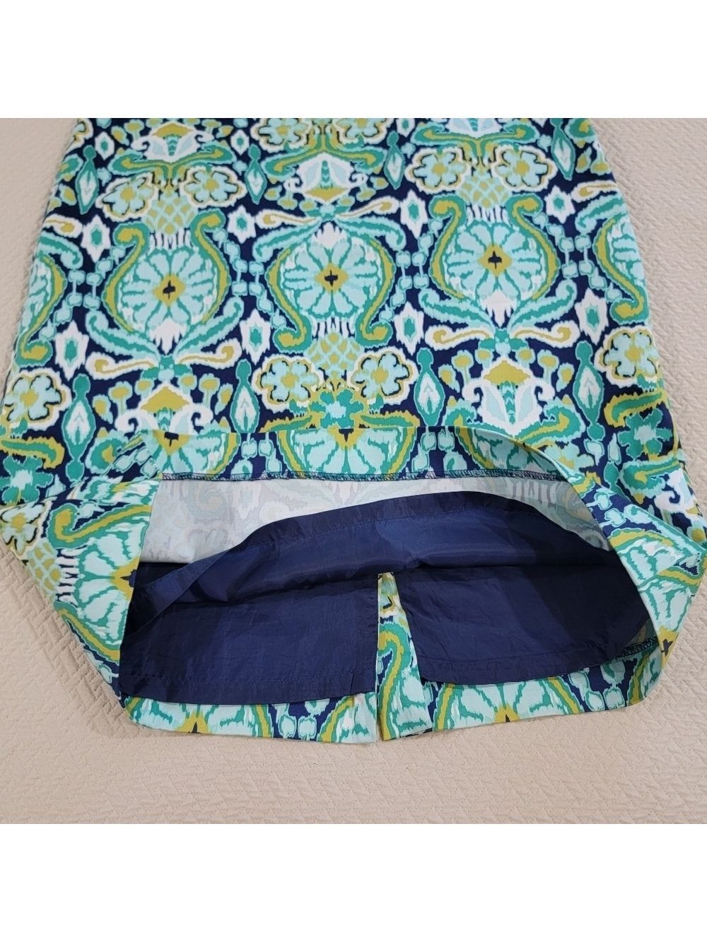 Jones New York Navy, Teal & Lime Patterned Pencil Skirt - Picture 6 of 8